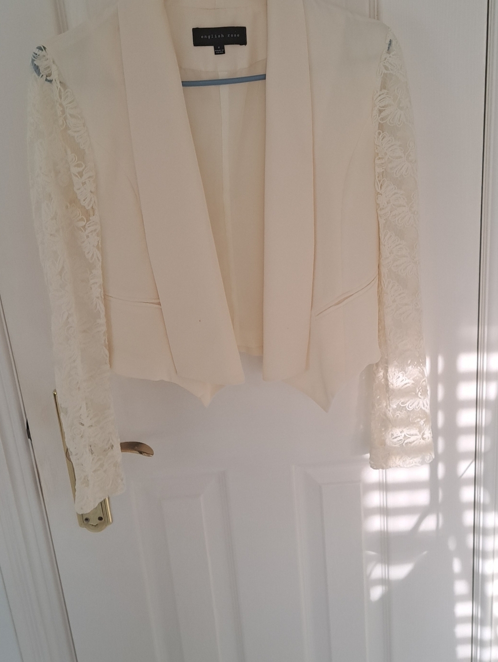 Cropped Lace Sleeve Open-Front Jacket - Picture 6 of 8